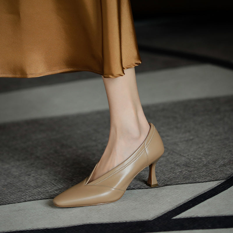 Gwen V Cut Nude Kitten Heels Newgew