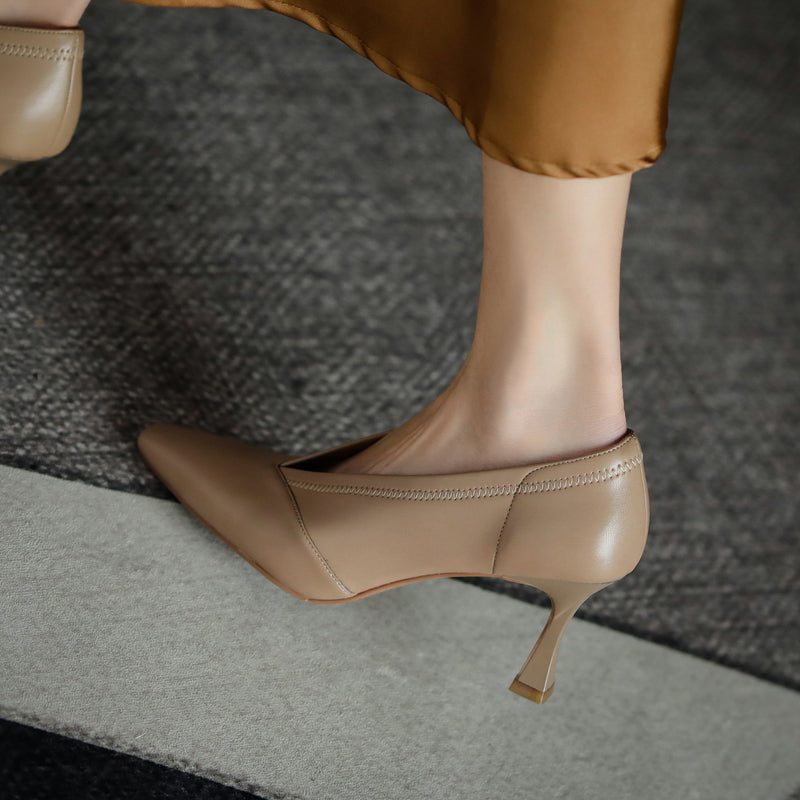 Gwen V Cut Nude Kitten Heels Newgew