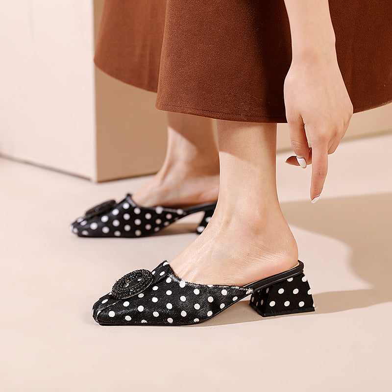 Diane Leopard Print Handmade Low Chunky Heel Mules NEW GEW