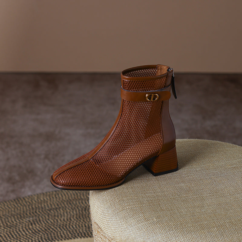 Daniela Low Heeled Mesh Ankle Boots NEW GEW