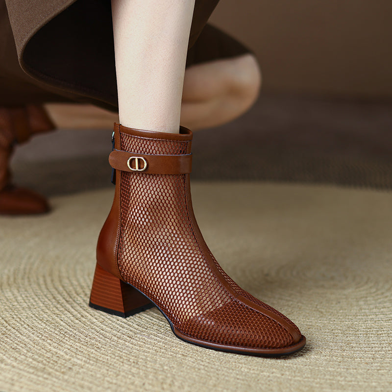 Daniela Low Heeled Mesh Ankle Boots NEW GEW
