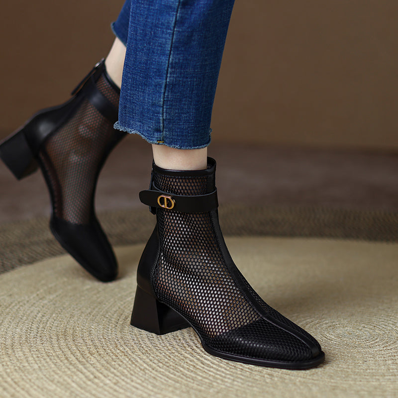 Daniela Low Heeled Mesh Ankle Boots NEW GEW