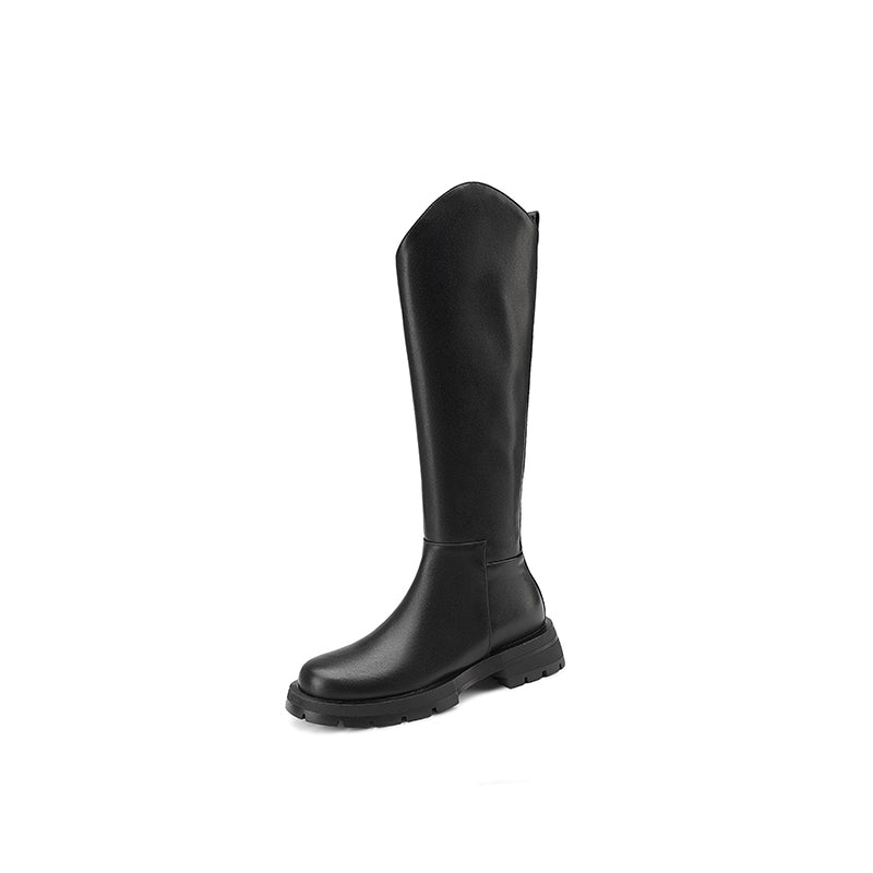 Naya Black Lug Sole Knee High Boots Newgew