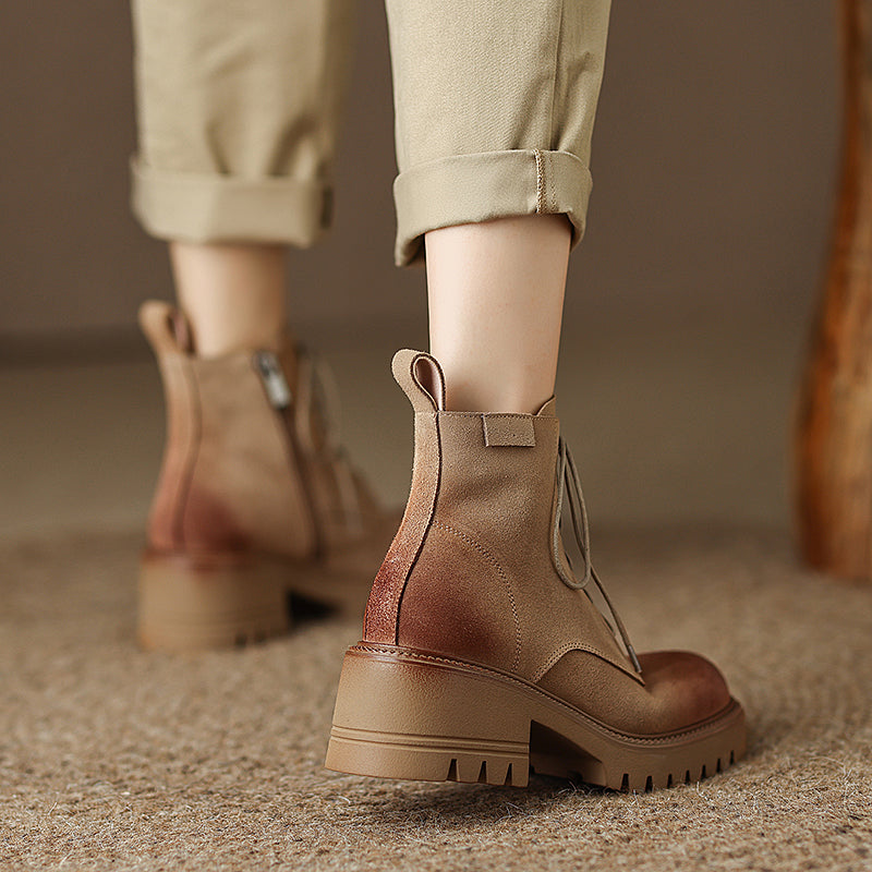 Huda Lug Sole Tan Platform Boots Newgew