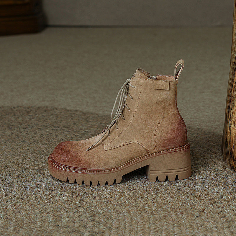 Huda Lug Sole Tan Platform Boots Newgew