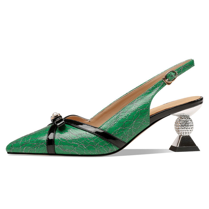 Dayleen Print Leather Novelty Heel Slingback Pumps NEW GEW