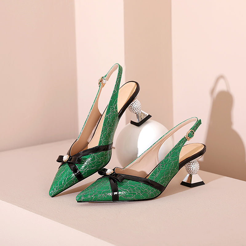 Dayleen Print Leather Novelty Heel Slingback Pumps NEW GEW