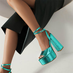 Gracy Green Sandals Heels Newgew