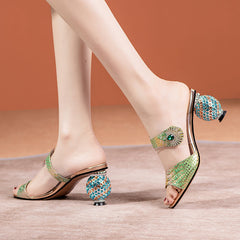 Devora Peep Toe Novelty Rhinestone Mules NEW GEW