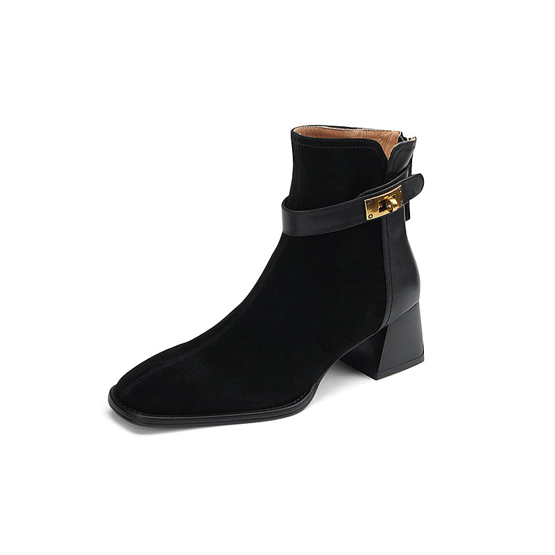 Hawa Patchwork Black Ankle Booties Newgew