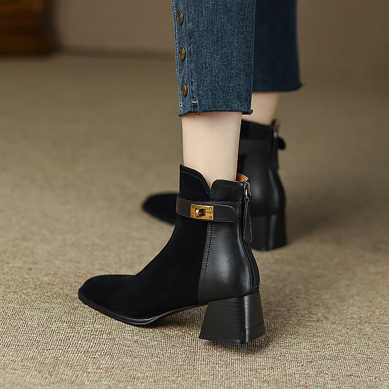 Hawa Patchwork Black Ankle Booties Newgew