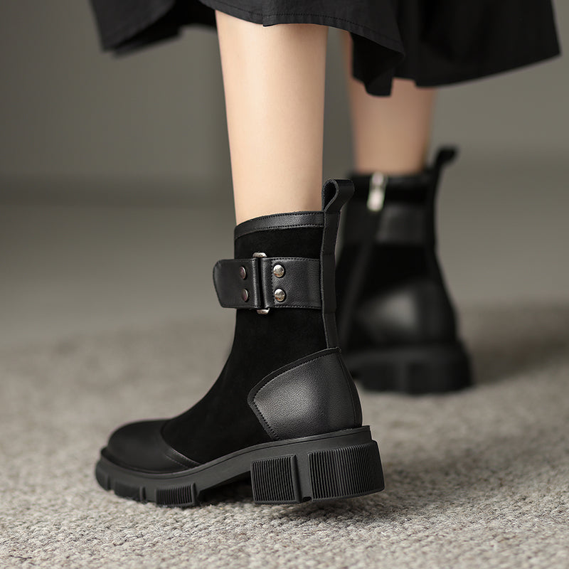 Haven Black Patchwork Boots Womens Newgew