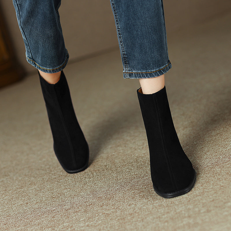 Heidy Patchwork Ankle Booties with Heels Newgew