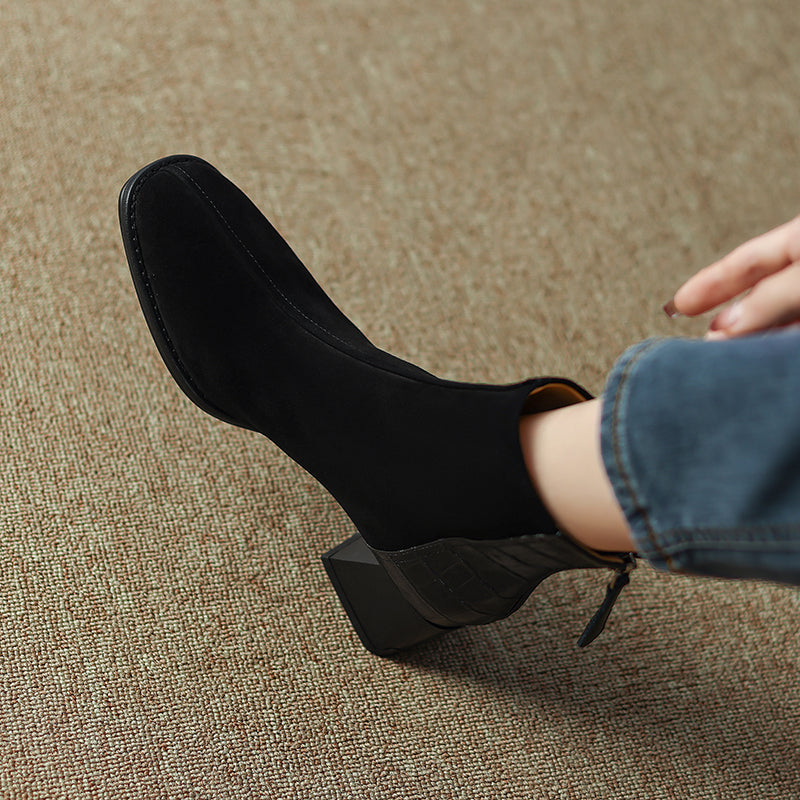 Heidy Patchwork Ankle Booties with Heels Newgew