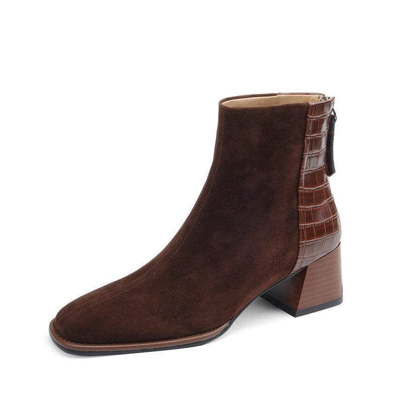 Heidy Patchwork Ankle Booties with Heels Newgew