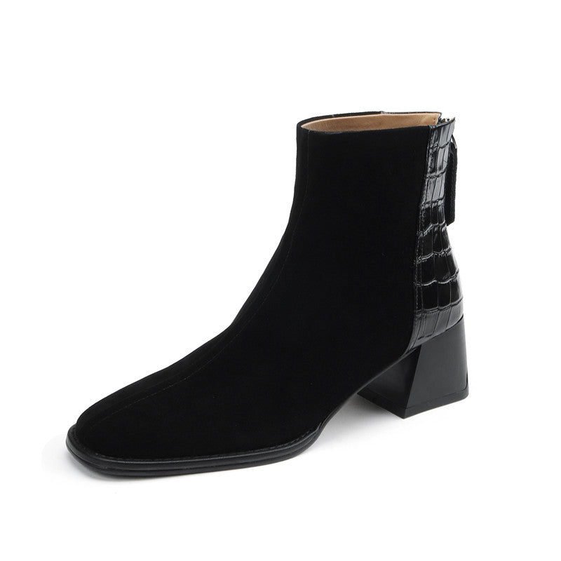 Heidy Patchwork Ankle Booties with Heels Newgew