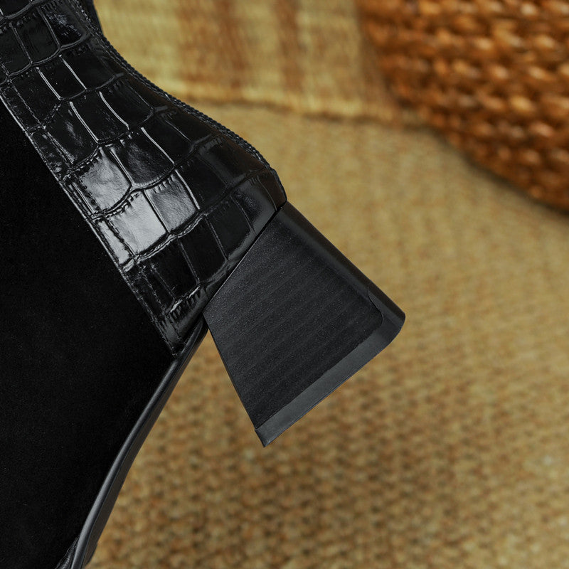 Heidy Patchwork Ankle Booties with Heels Newgew