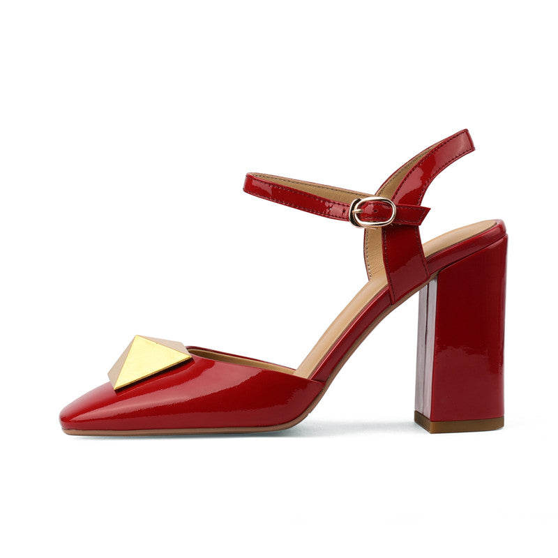 Caitlin High Chunky Heel Ankle Strap Pumps Newgew