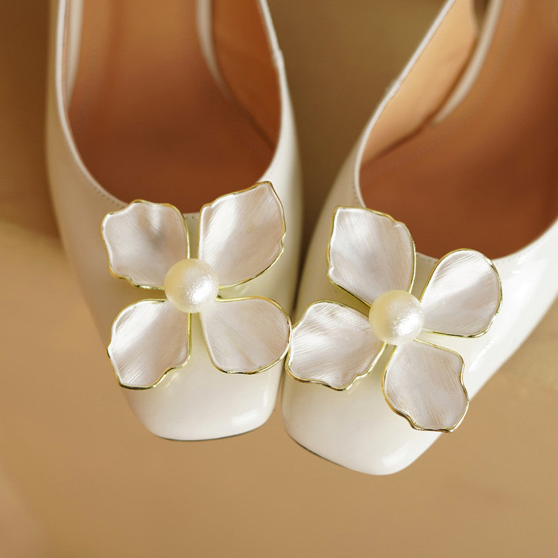 Ellie Low Heel Slingback Pumps with Floral Decor NEW GEW