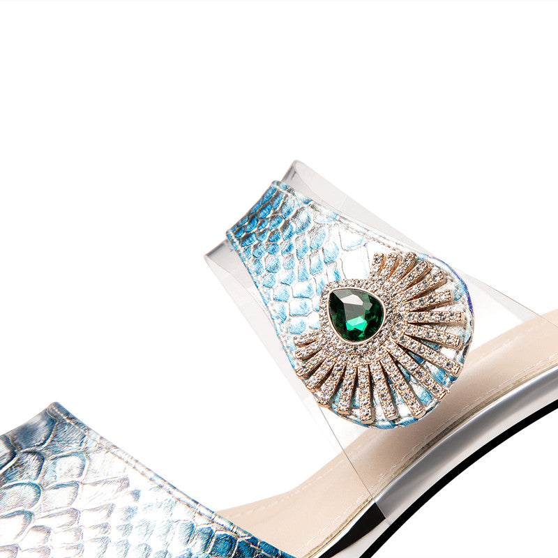 Daniyah Peep Toe Novelty Rhinestone Mules NEW GEW