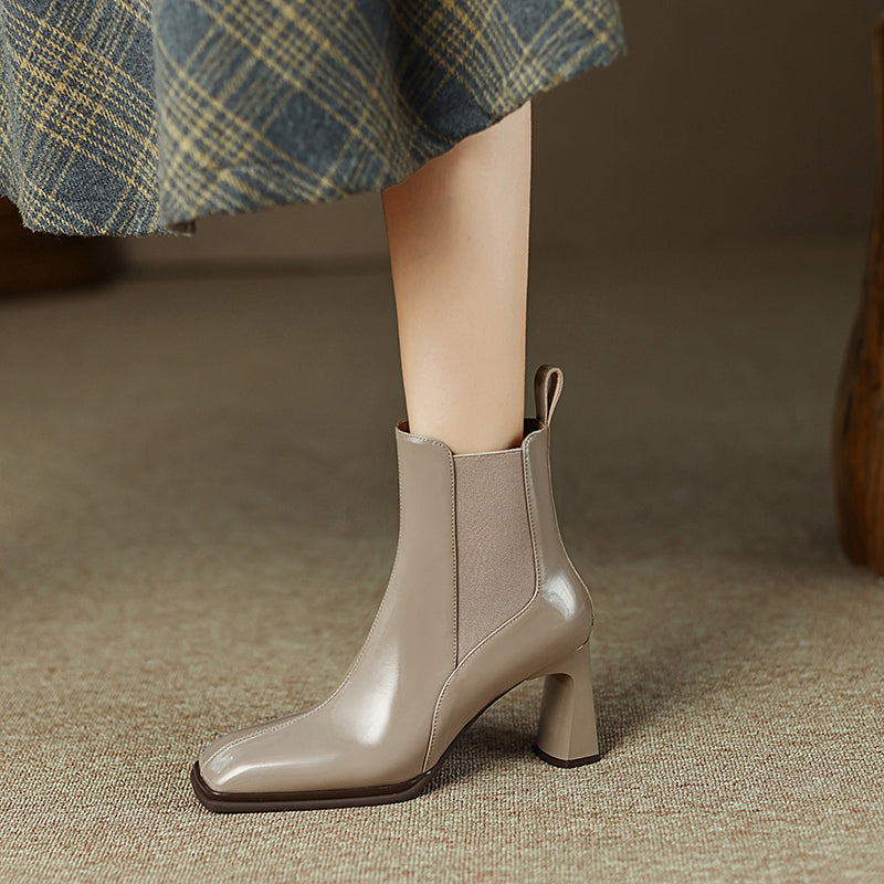 Hanna Chelsea Nude Ankle Boots with Heels Newgew