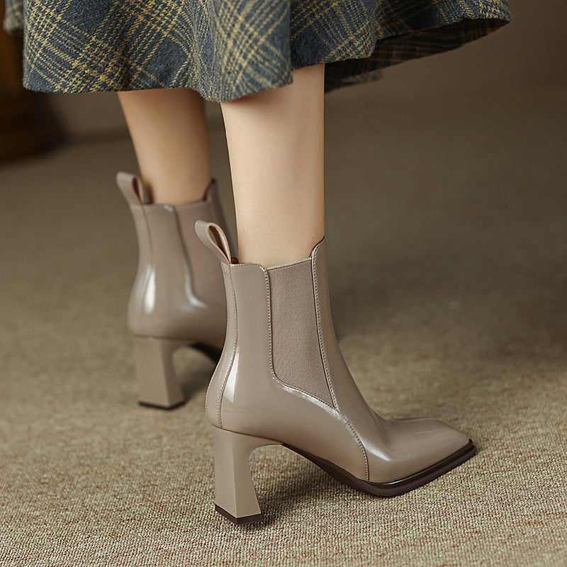 Hanna Chelsea Nude Ankle Boots with Heels Newgew
