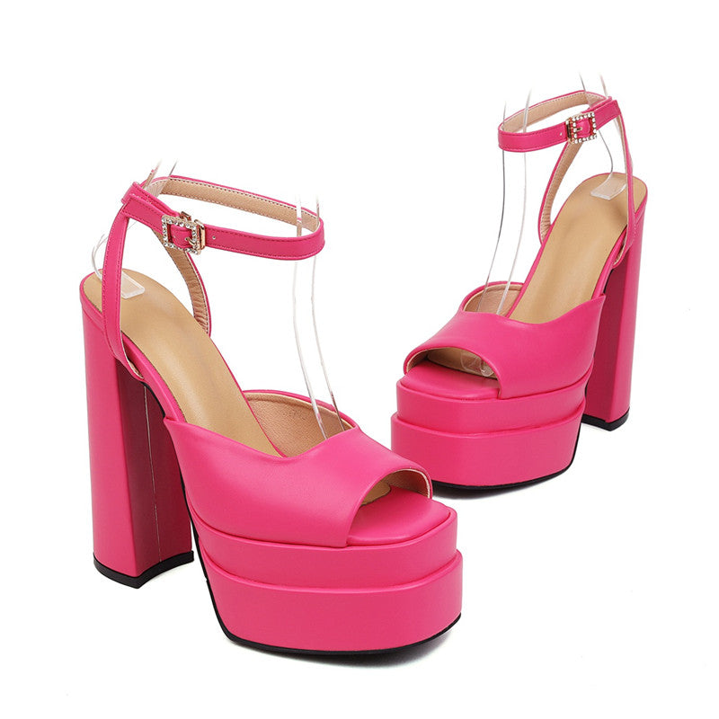 Emery Platform High Chunky Heel Ankle Strap Sandals NEW GEW