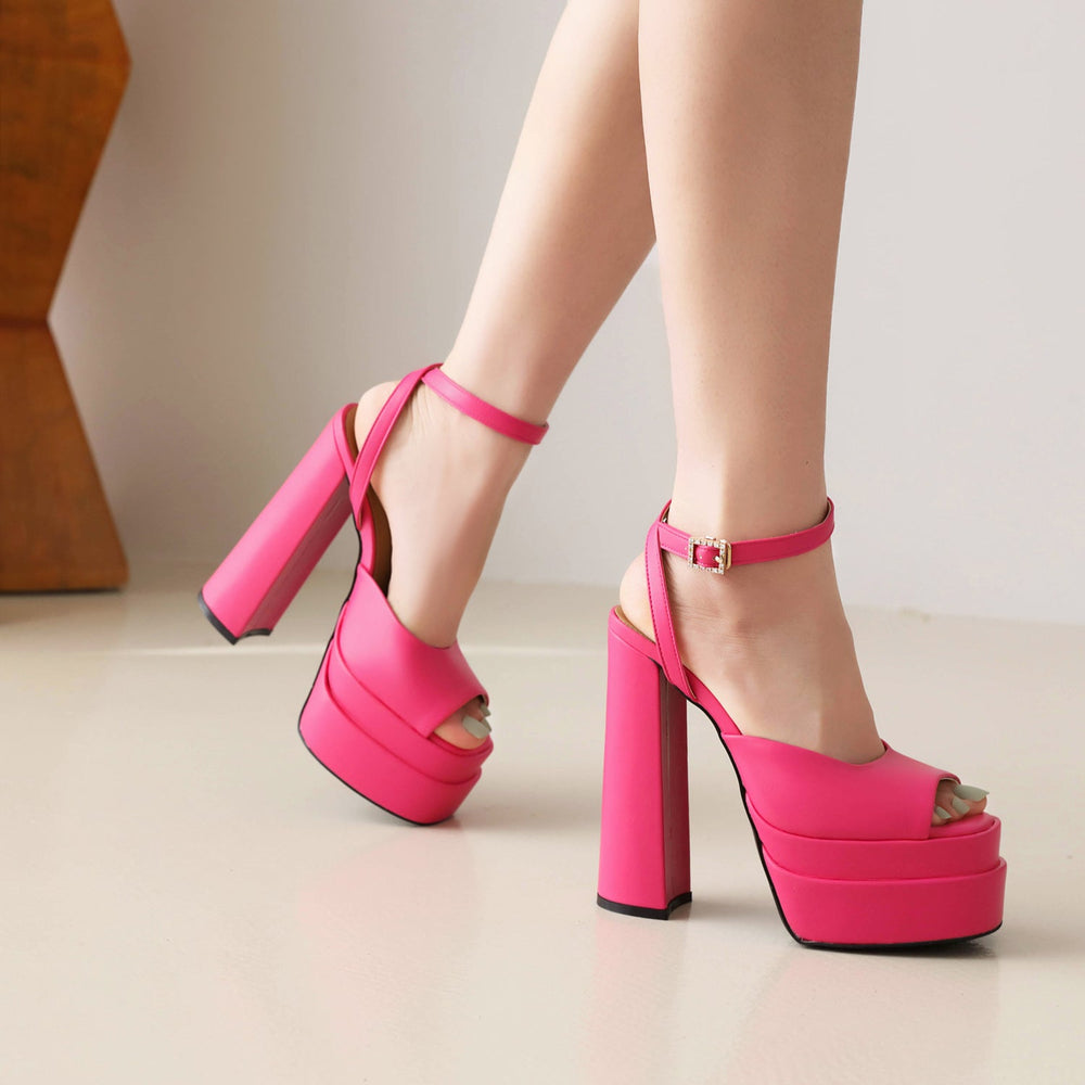 Emery Platform High Chunky Heel Ankle Strap Sandals NEW GEW