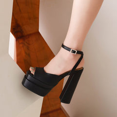 Emery Platform High Chunky Heel Ankle Strap Sandals NEW GEW