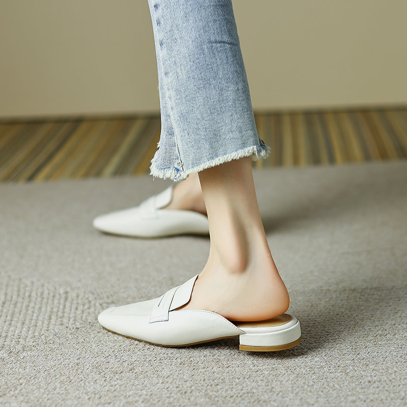 Esme White Penny Loafer Mules NEW GEW