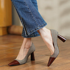Dixie Vintage Plaid Slip on Heels NEW GEW
