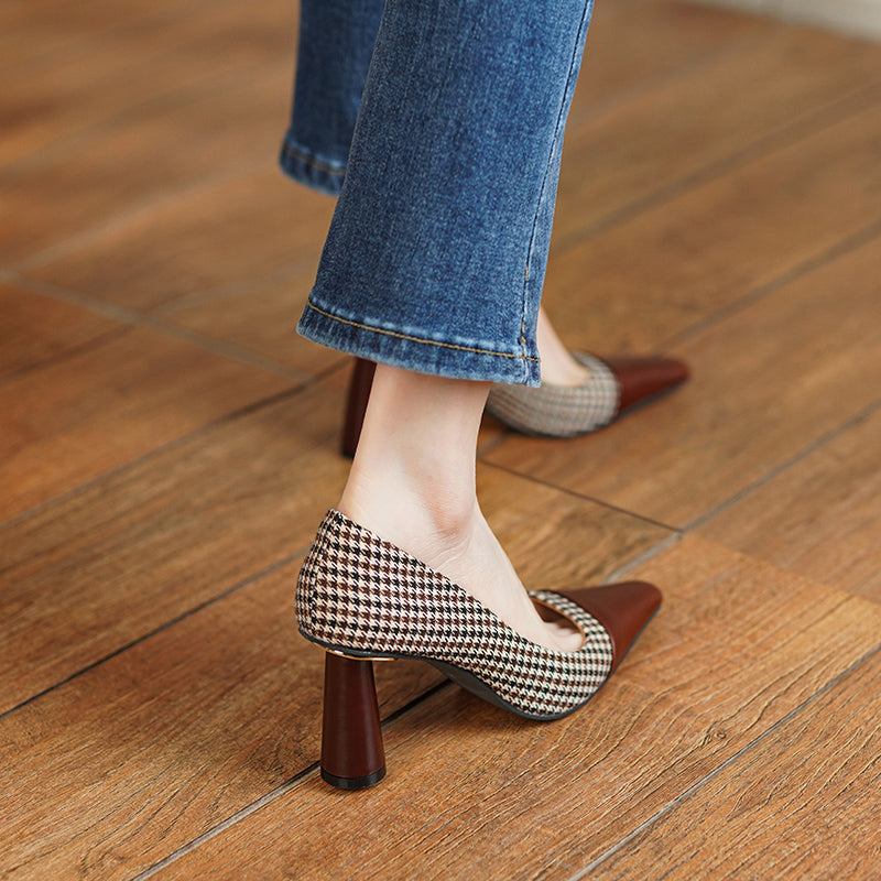 Dixie Vintage Plaid Slip on Heels NEW GEW
