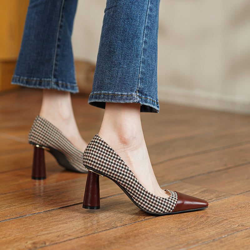 Dixie Vintage Plaid Slip on Heels NEW GEW