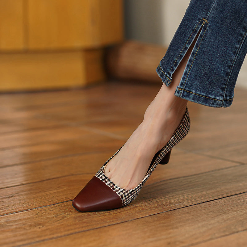 Dixie Vintage Plaid Slip on Heels NEW GEW