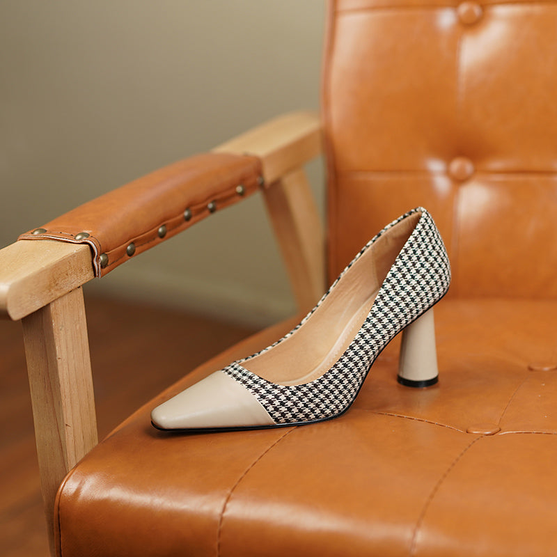 Dixie Vintage Plaid Slip on Heels NEW GEW