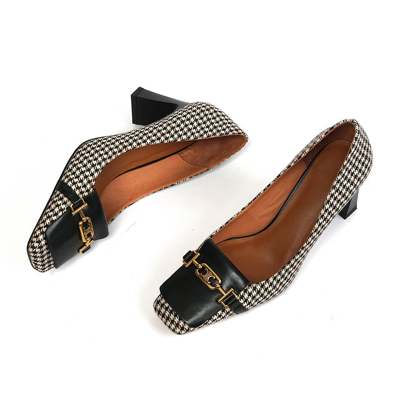 Desiree Plaid Slip on Mid Heel Pumps NEW GEW