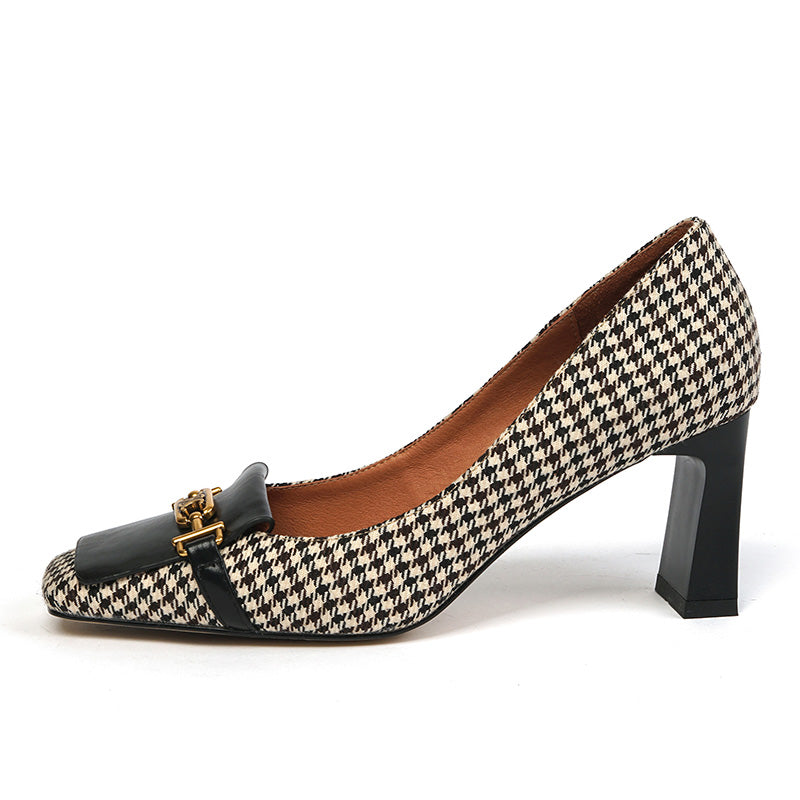 Desiree Plaid Slip on Mid Heel Pumps NEW GEW