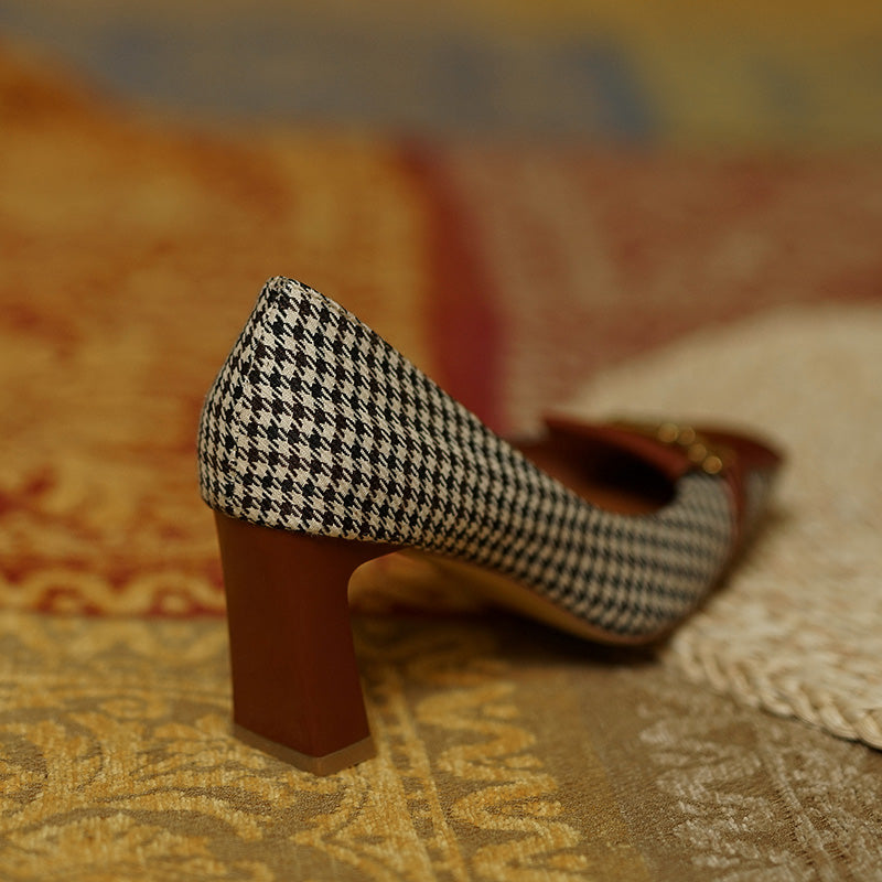Desiree Plaid Slip on Mid Heel Pumps NEW GEW