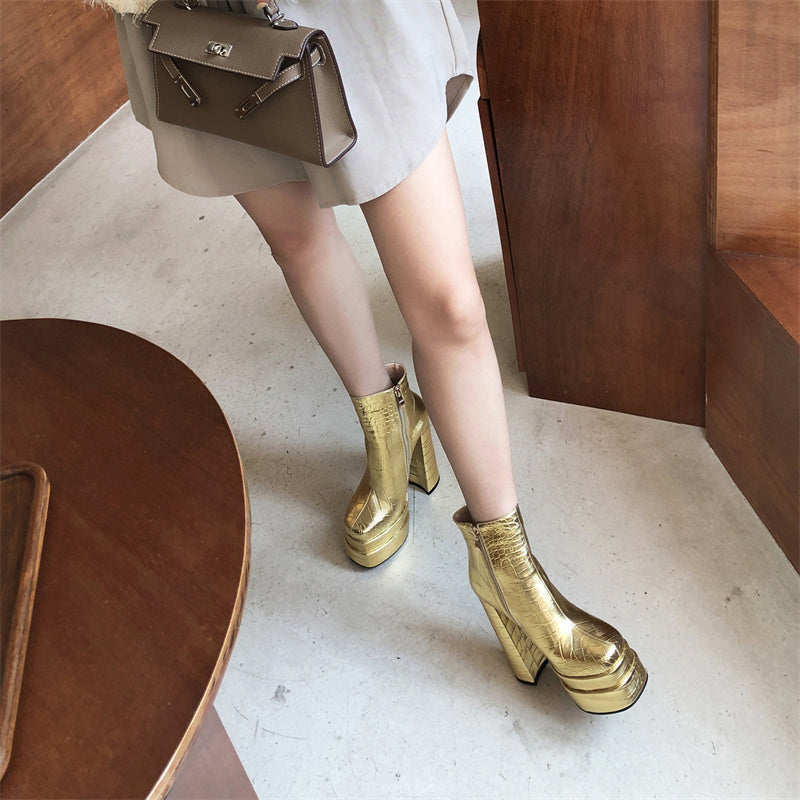 Haley Gold Ankle Boots Newgew