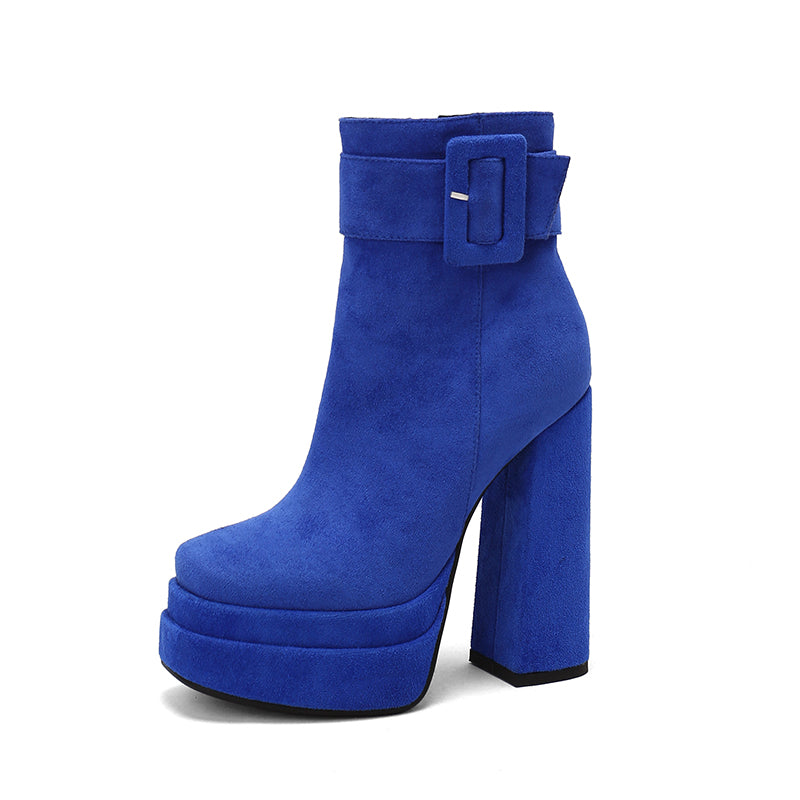 Greer Blue Platform Boots Newgew