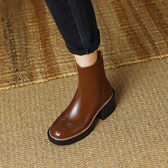 Hanan Platform Brown Brogue Boots Newgew