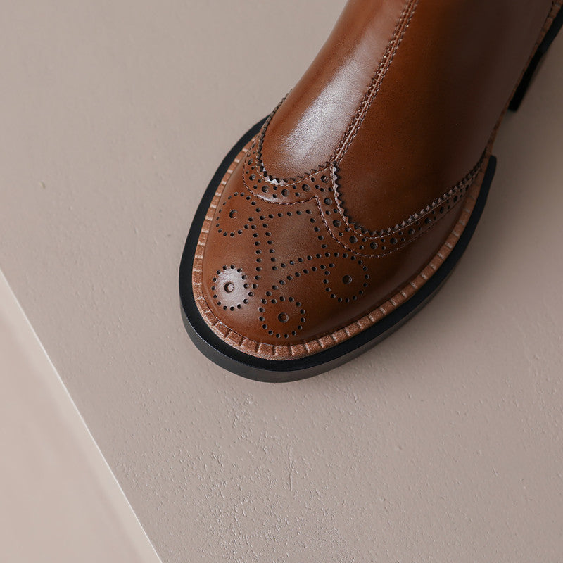 Hanan Platform Brown Brogue Boots Newgew