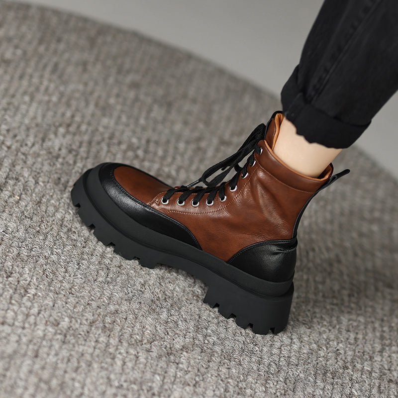 Myah Platform Combat Patchwork Boots newgew
