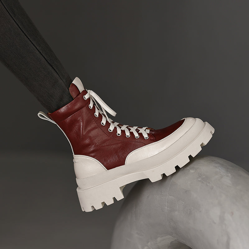 Myah Platform Combat Patchwork Boots newgew
