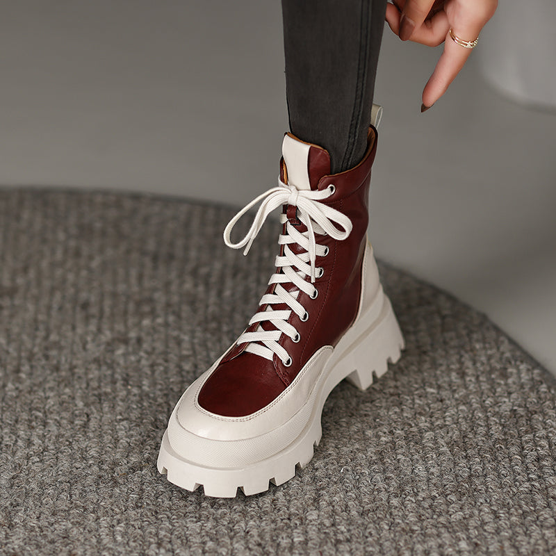 Myah Platform Combat Patchwork Boots newgew