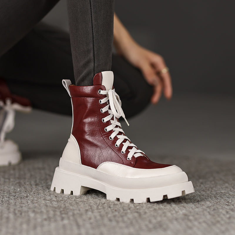 Myah Platform Combat Patchwork Boots newgew