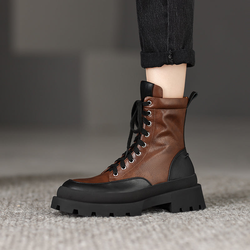 Myah Platform Combat Patchwork Boots newgew