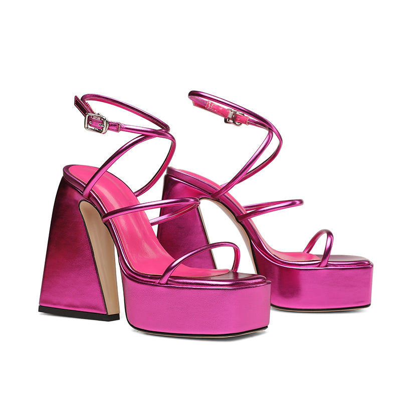 Dallas Platform Chunky Heel Strappy Sandals NEW GEW