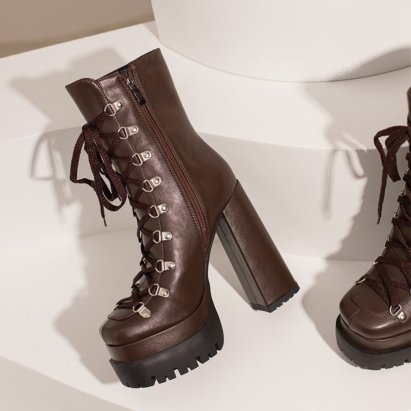 Fay Brown Platform Lace up boots Newgew