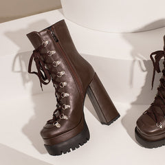 Fay Brown Platform Lace up boots Newgew